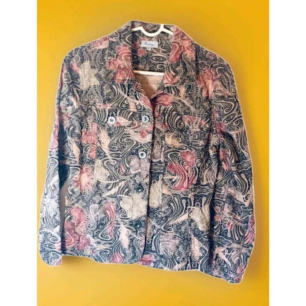 Analogy Jacket Women Small Pink Western Cowgirl Button Up Brush Proper Top A99